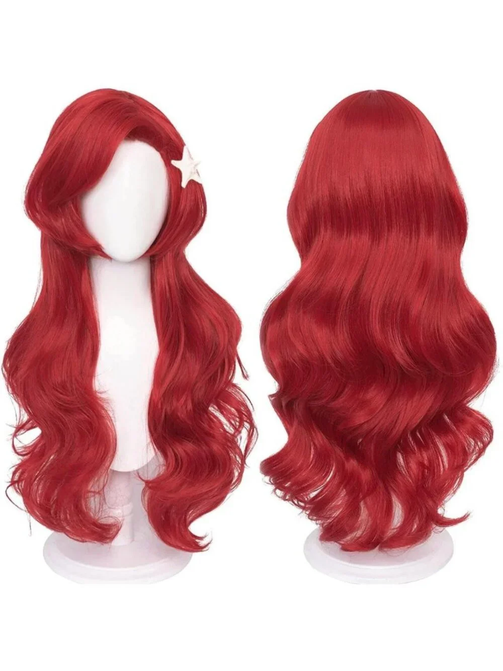 Long Red Curly Mermaid Wig - Body Wave Costume Wig for Halloween & Cosplay + Wig